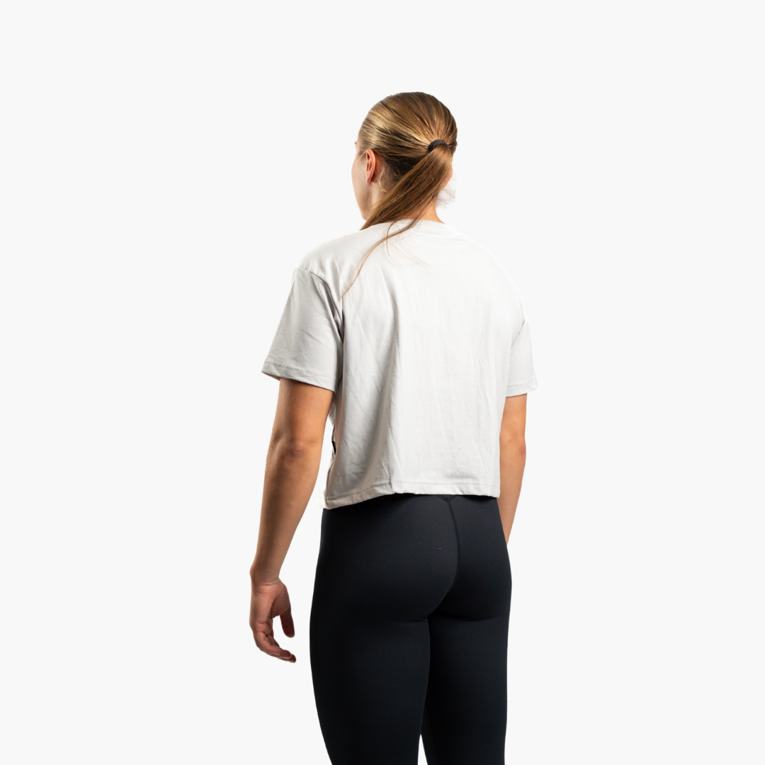Women's sportstech box crop t-shirt (Ljusgrå)