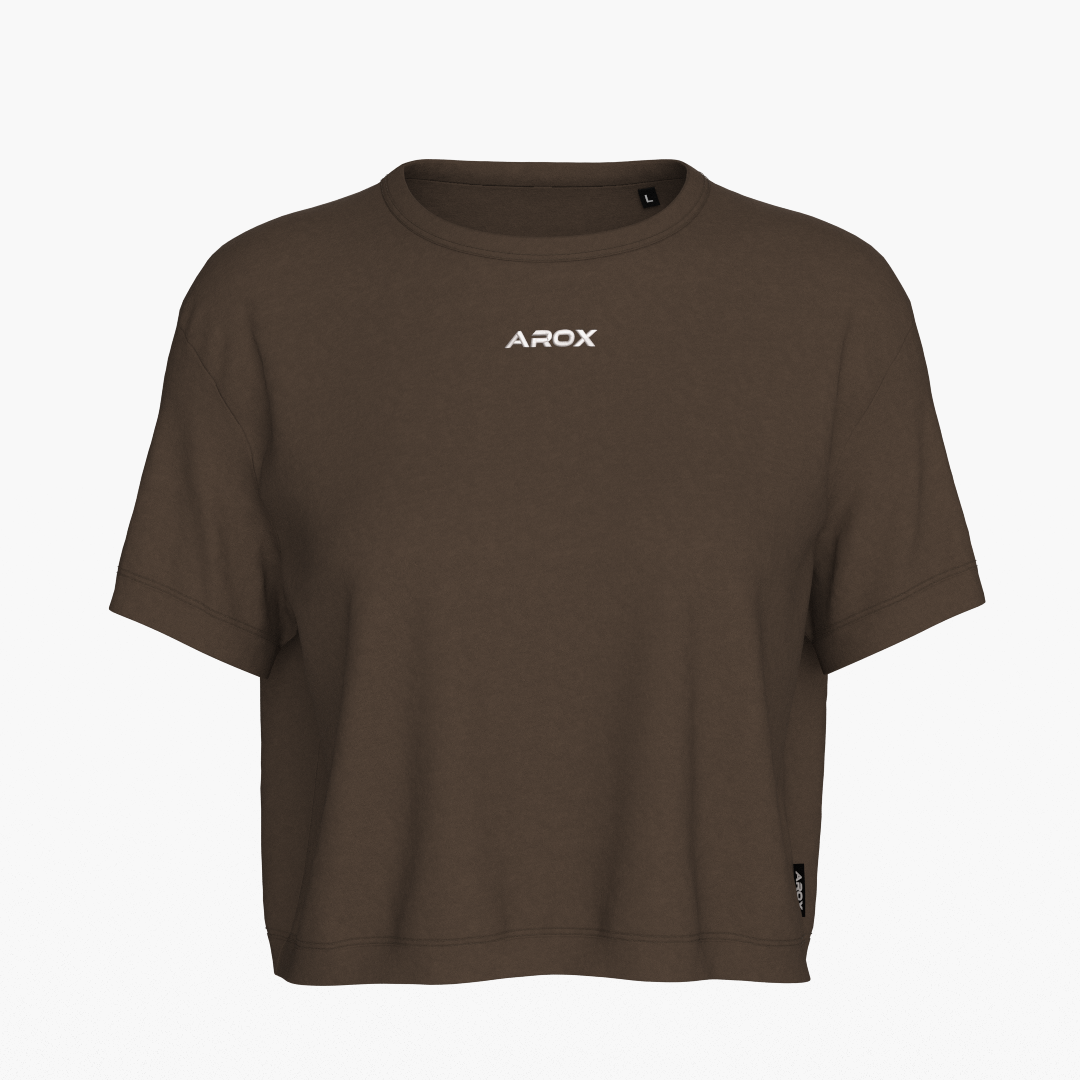 Women's sportstech box crop t-shirt brown