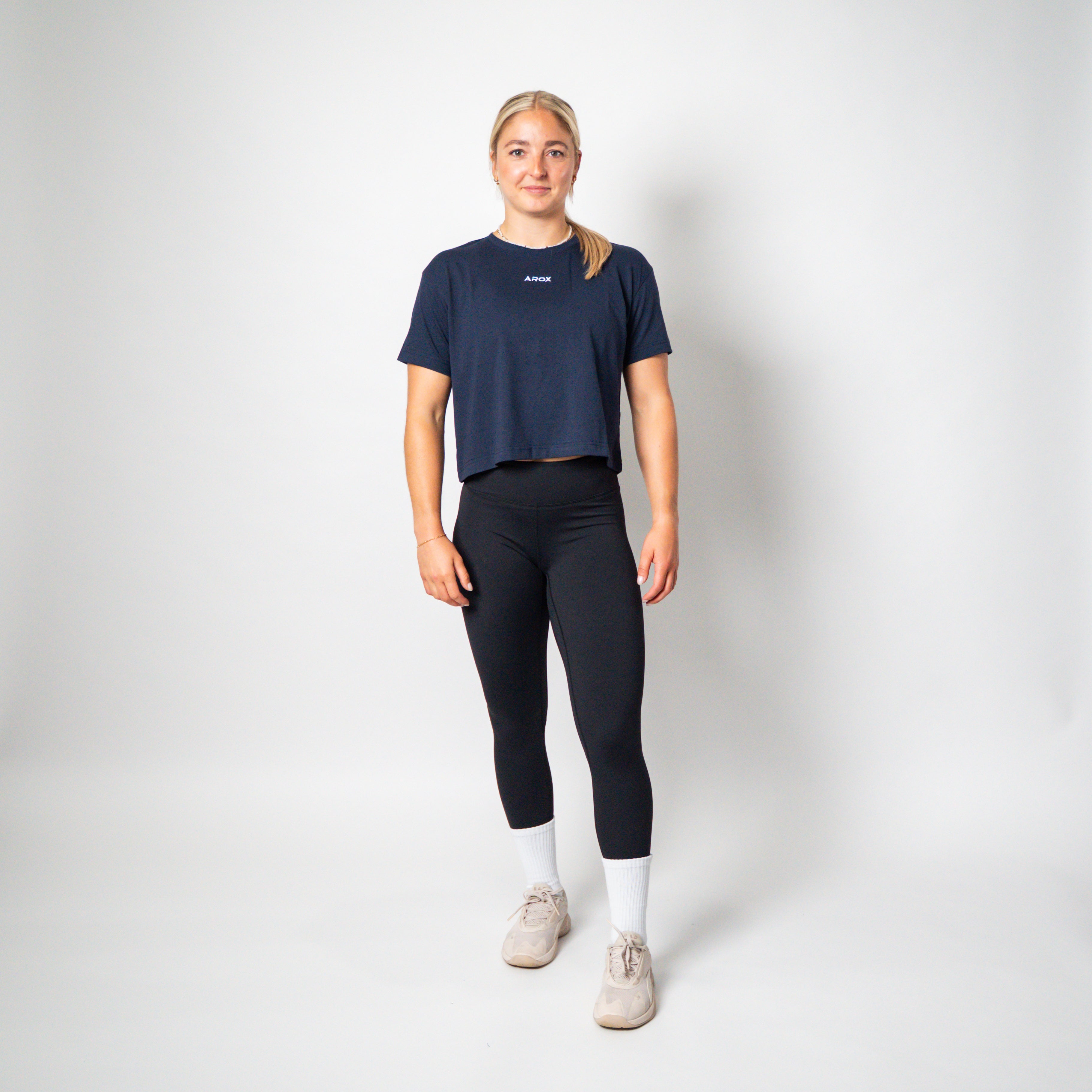 Women's sportstech box crop t-shirt navy blue