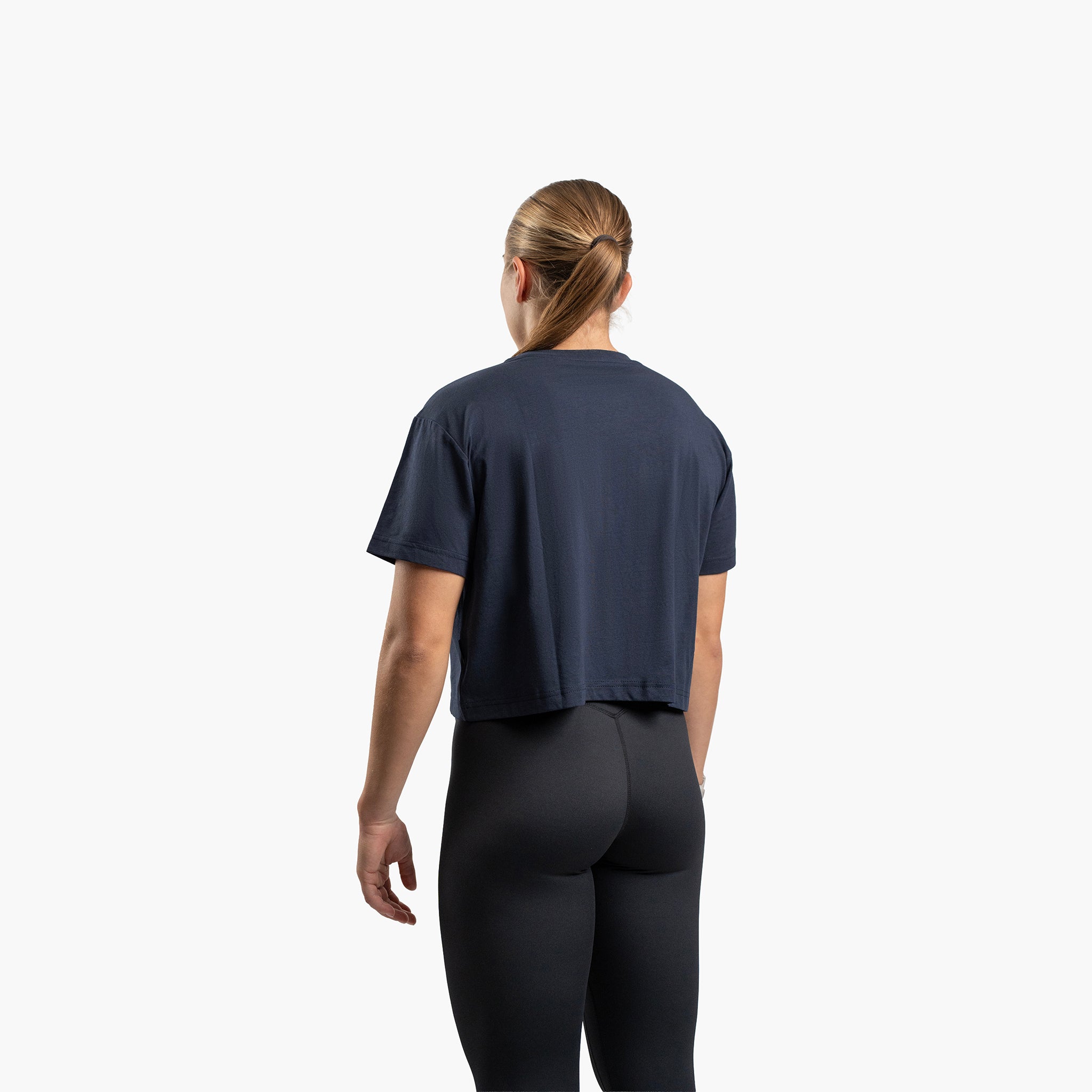 Women's sportstech box crop t-shirt (Marinblå)
