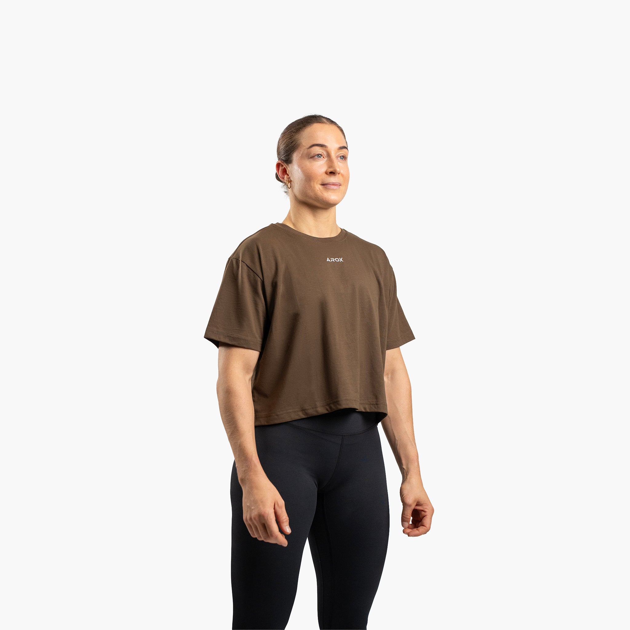 Women's sportstech box crop t-shirt (Brun)