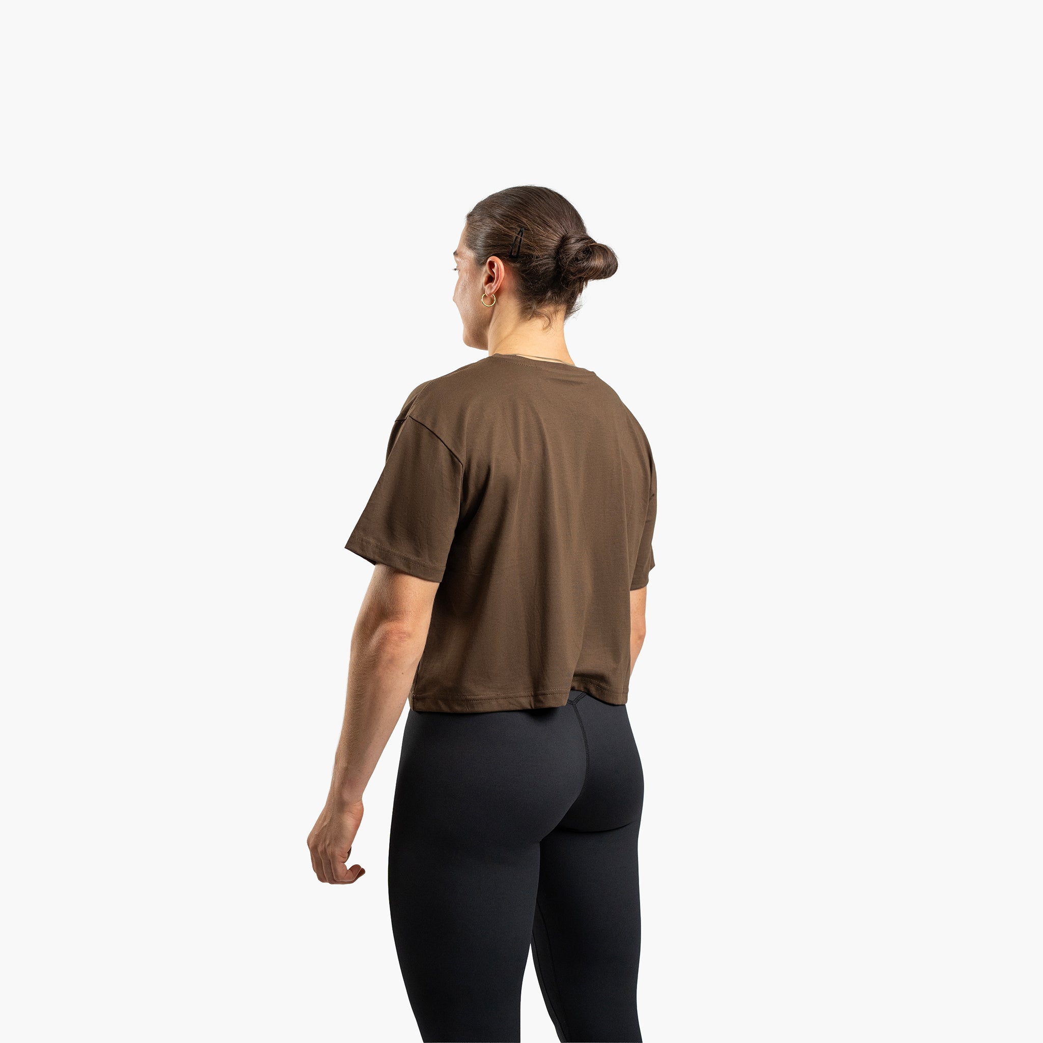 Women's sportstech box crop t-shirt (Brun)