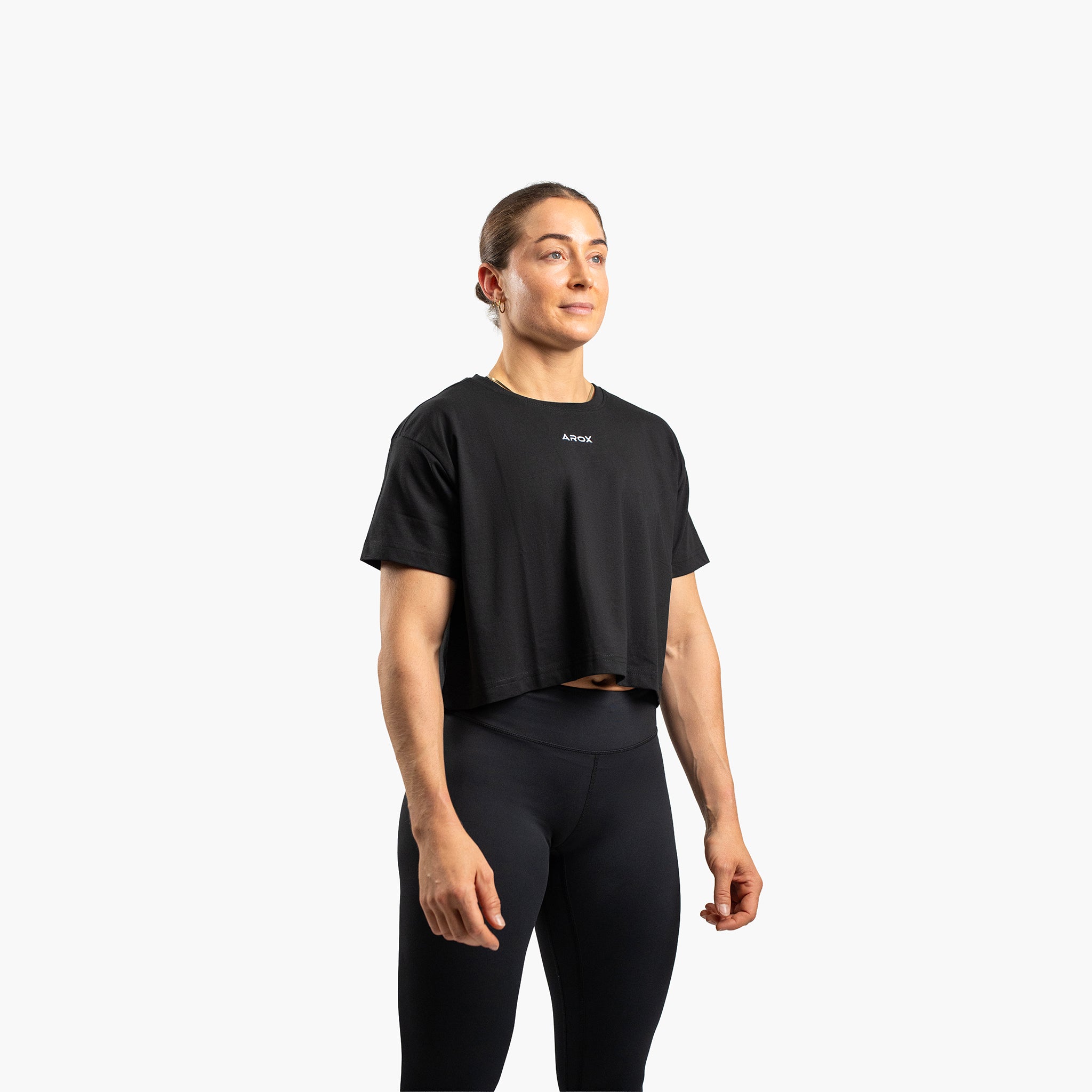 Women's sportstech box crop t-shirt (Svart)